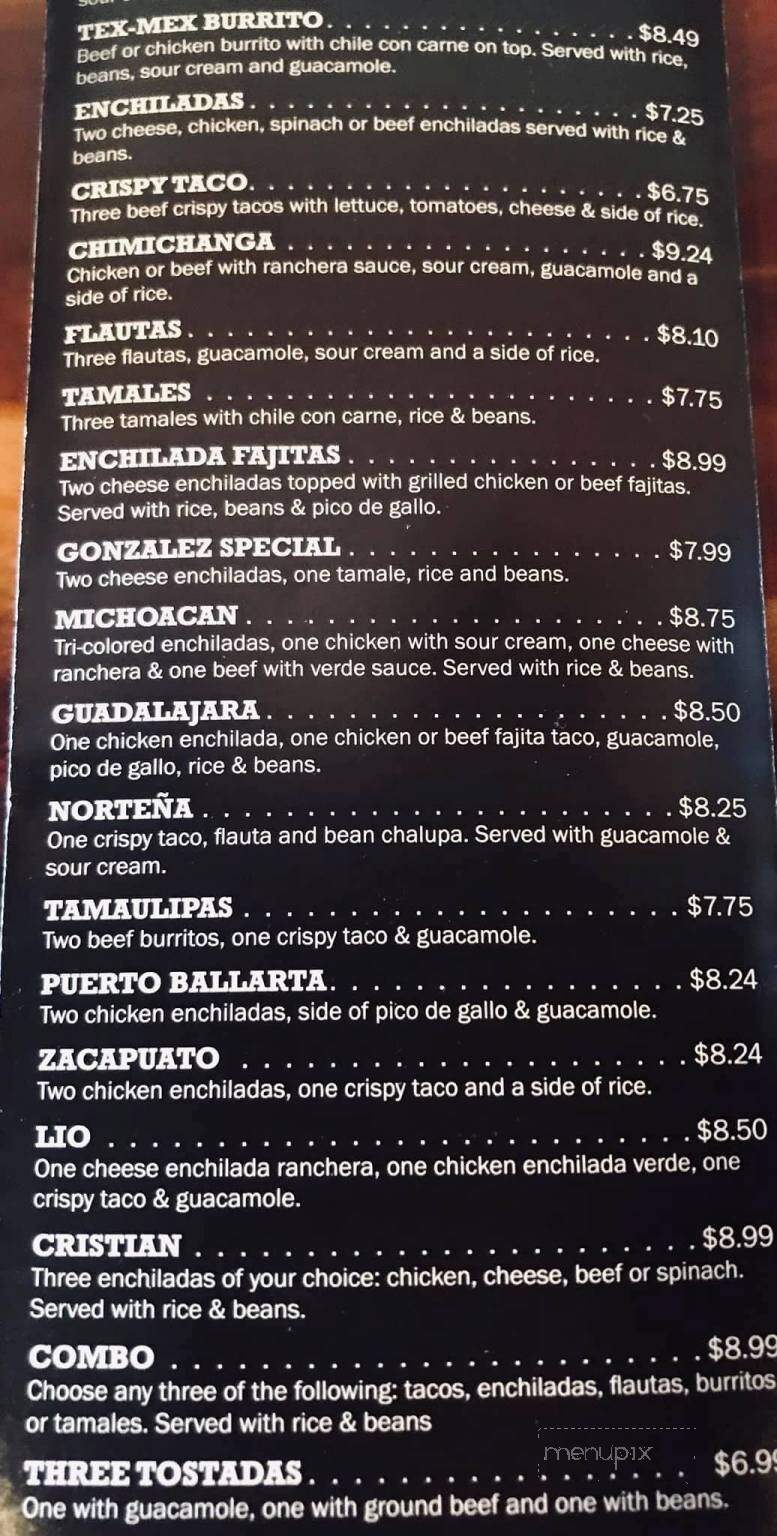 Gonzalez Mexican Restaurant - Tishomingo, OK menu_pic