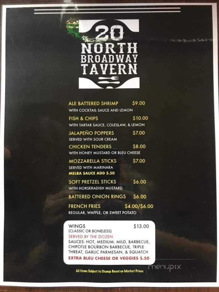 20 North Broadway Tavern - Schenectady, NY menu_pic