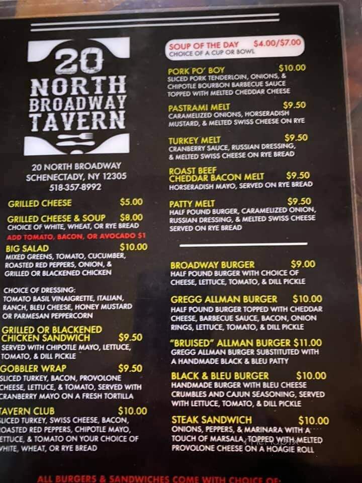 20 North Broadway Tavern - Schenectady, NY menu_pic