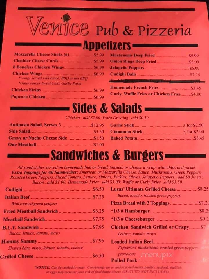 Venice Supper Club - Ishpeming, MI menu_pic