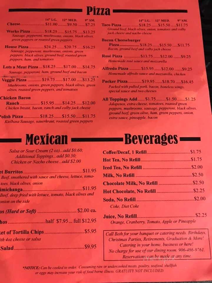 Venice Supper Club - Ishpeming, MI menu_pic