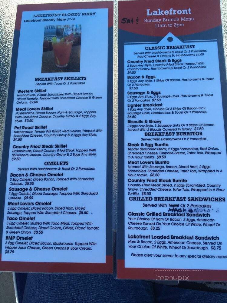 Lakefront Bar & Grill - Cascade, ID menu_pic