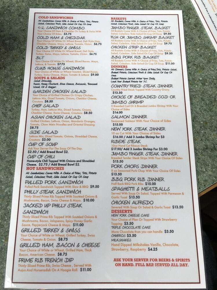 Lakefront Bar & Grill - Cascade, ID menu_pic