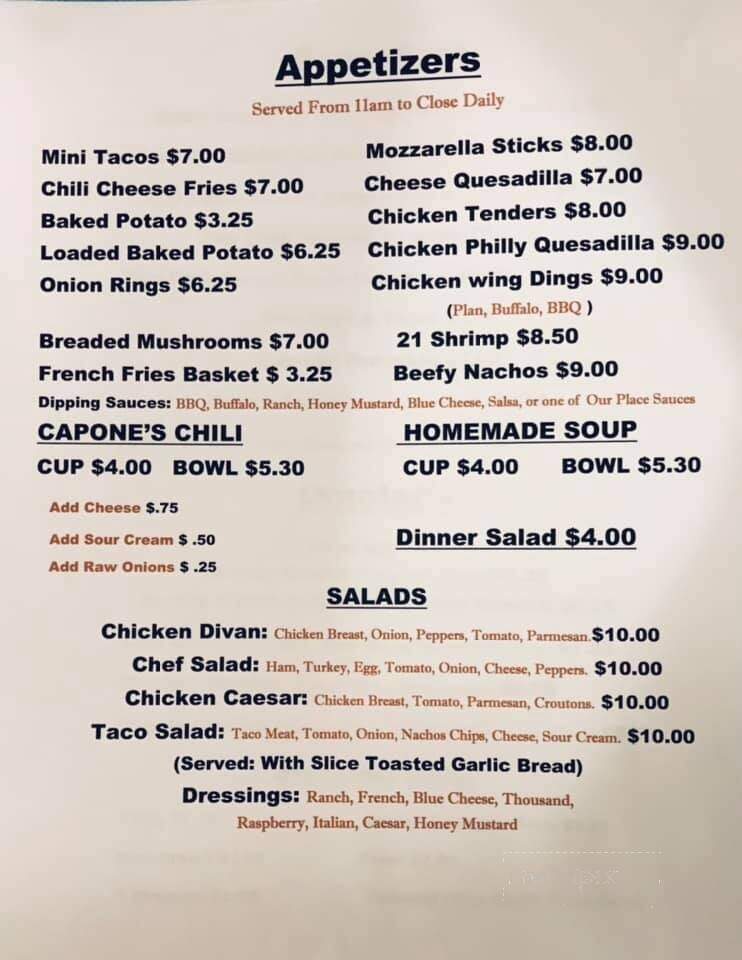 Our Place Inc - Finland, MN menu_pic