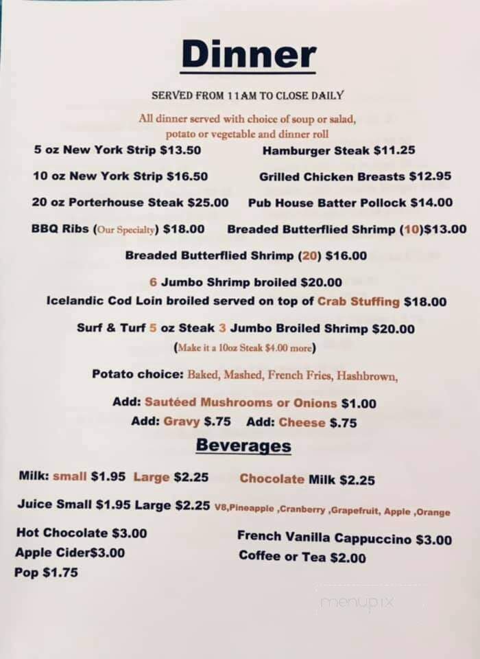 Our Place Inc - Finland, MN menu_pic