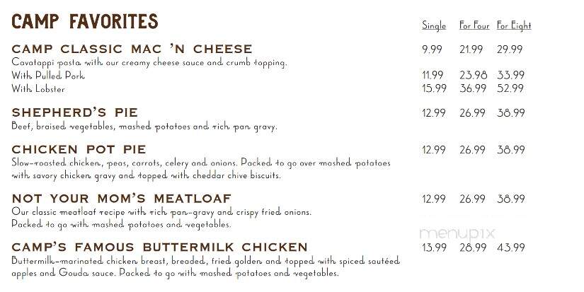 Camp - Meredith, NH menu_pic