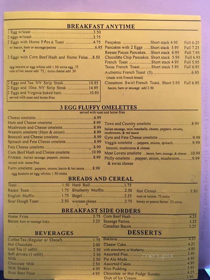 Town & Country Family - Rochester, NY menu_pic