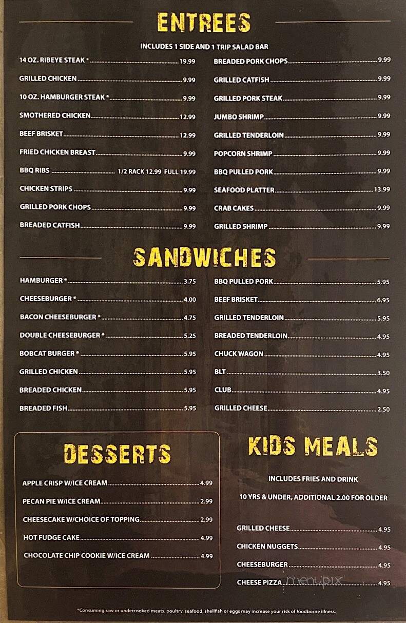 Bob Cat Den - Byrdstown, TN menu_pic