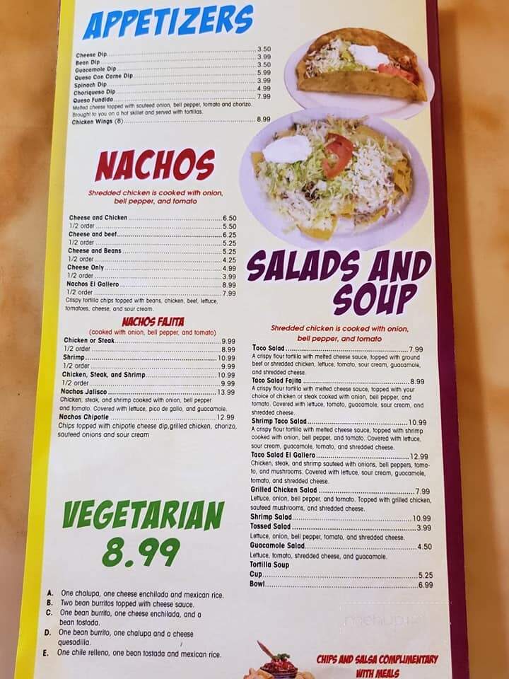El Gallero Mexican Restaurant - Milan, TN menu_pic