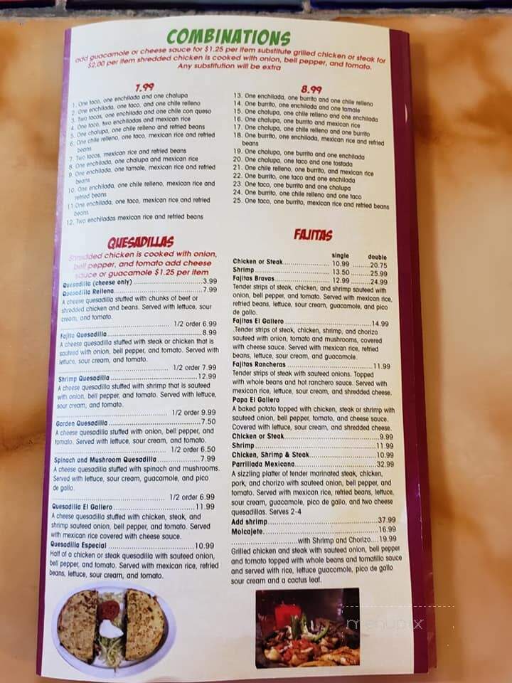 El Gallero Mexican Restaurant - Milan, TN menu_pic