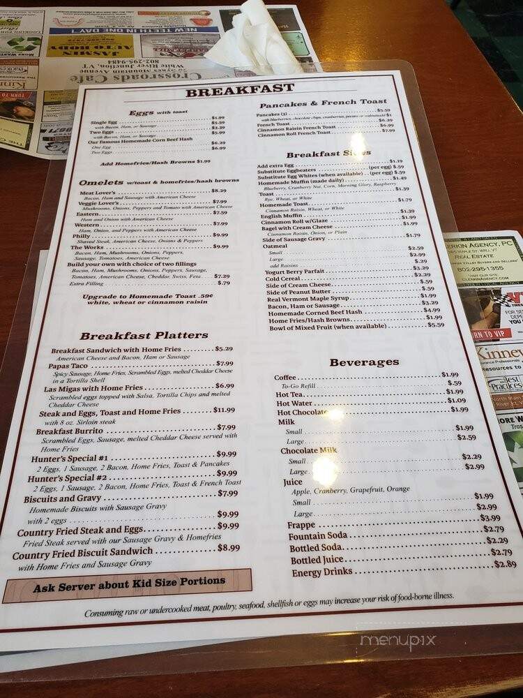 Crossroads Cafe - White River Junction, VT menu_pic