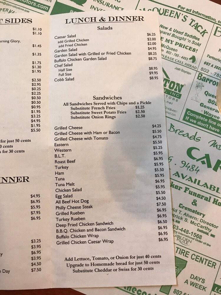 Crossroads Cafe - White River Junction, VT menu_pic