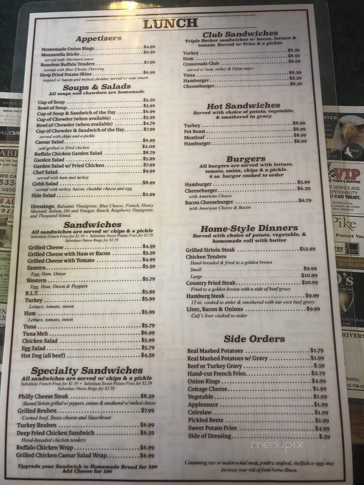 Crossroads Cafe - White River Junction, VT menu_pic