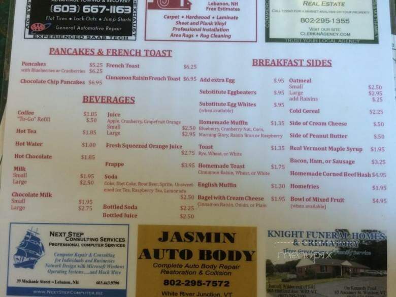 Crossroads Cafe - White River Junction, VT menu_pic