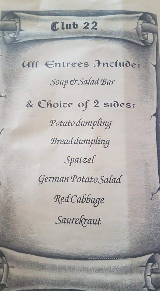 Club 22 - Shawano, WI menu_pic