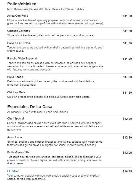 Rancho Viejo - Russellville, AL menu_pic