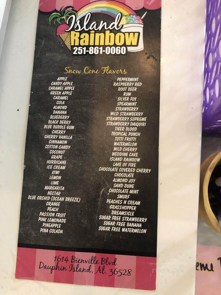 Island Rainbow - Dauphin Island, AL menu_pic