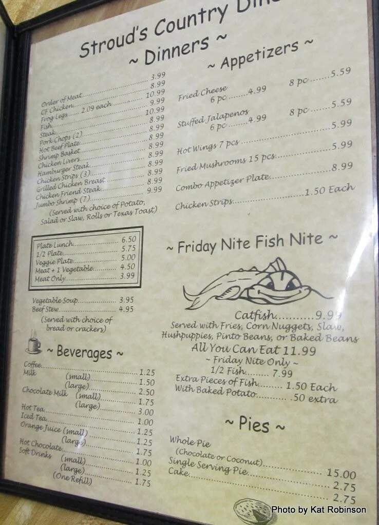 Stroud's Country Cafe - Mayflower, AR menu_pic