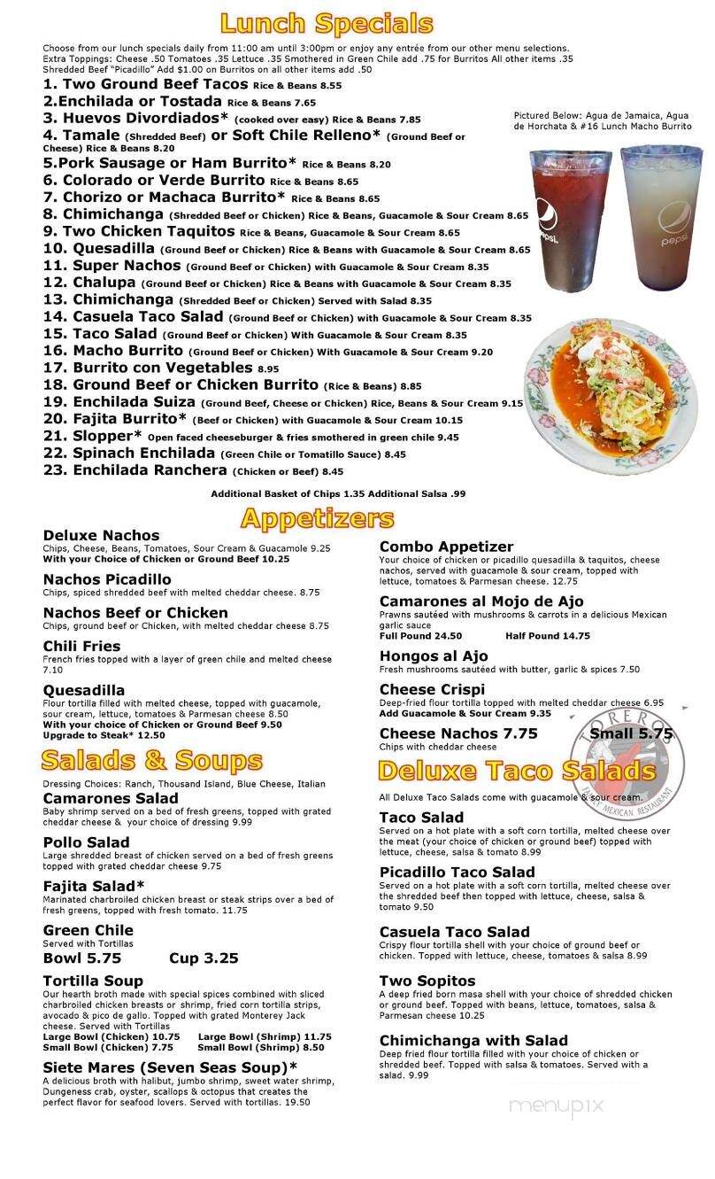 Toreros Mexican Restaurant - Canon City, CO menu_pic
