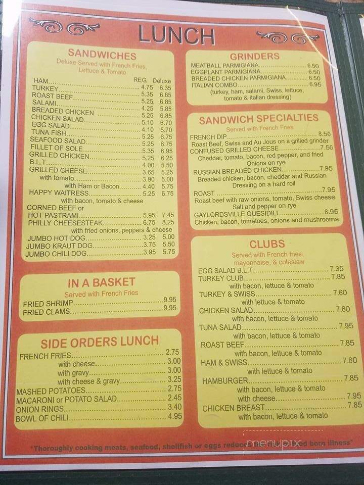 Gaylordsville Diner & Restaurant - Gaylordsville, CT menu_pic