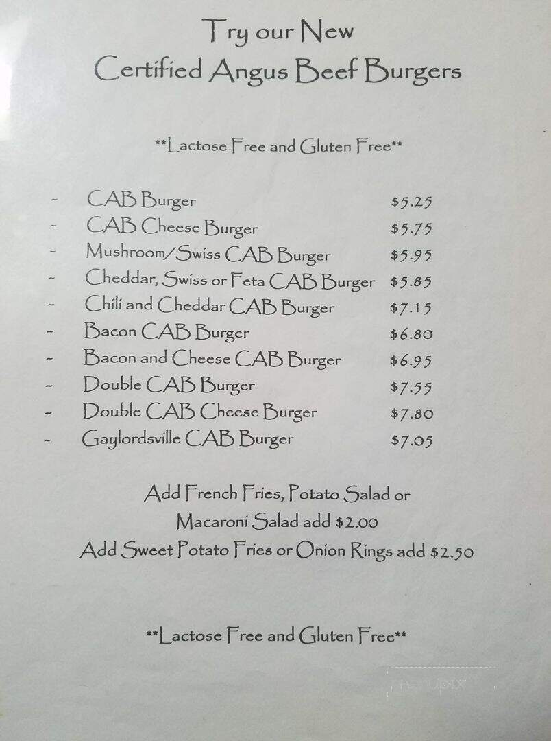 Gaylordsville Diner & Restaurant - Gaylordsville, CT menu_pic