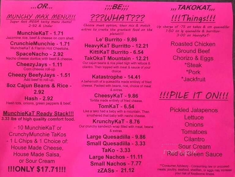 Takokat - Paw Paw, MI menu_pic