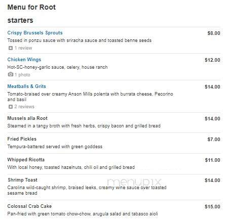 Root - Georgetown, SC menu_pic
