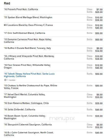 Root - Georgetown, SC menu_pic