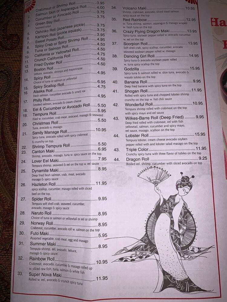 Hana Sushi & Hibachi - Hazle Township, PA menu_pic