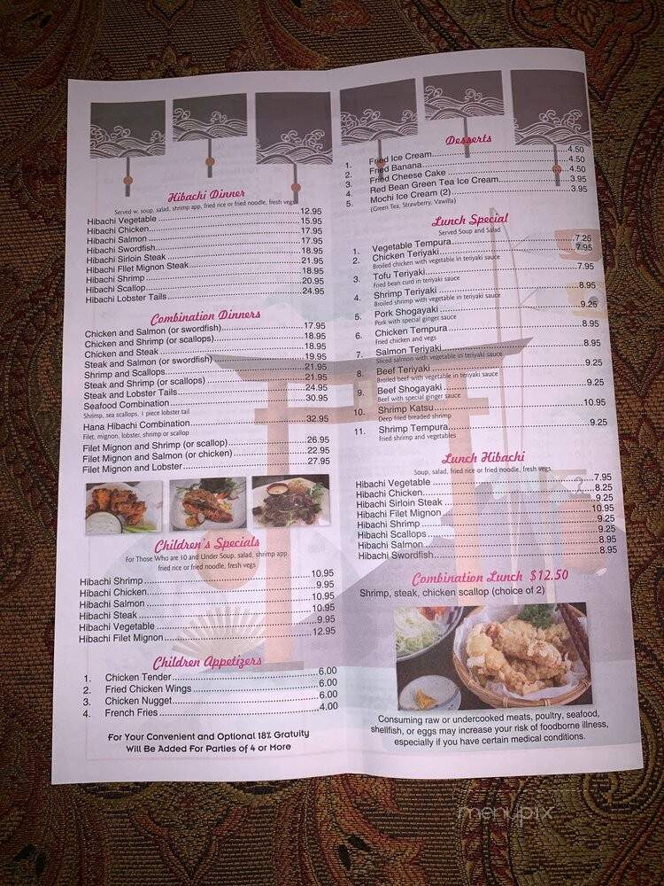 Hana Sushi & Hibachi - Hazle Township, PA menu_pic