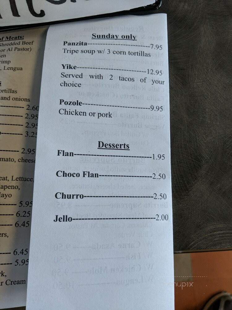 El Paisano - Fortuna, CA menu_pic