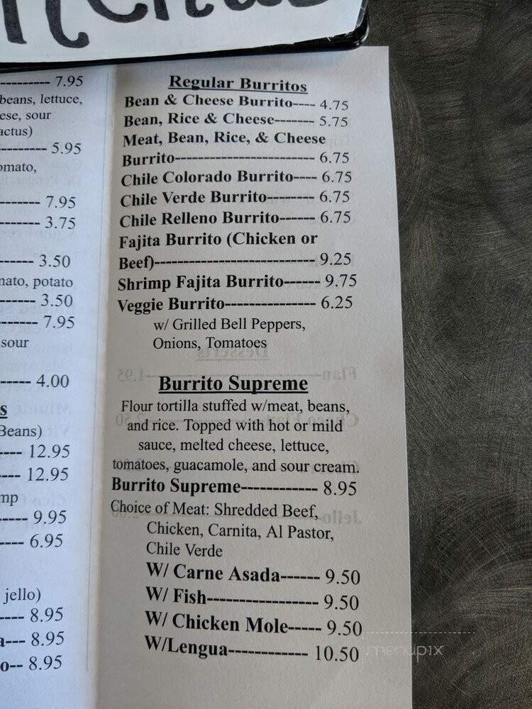 El Paisano - Fortuna, CA menu_pic
