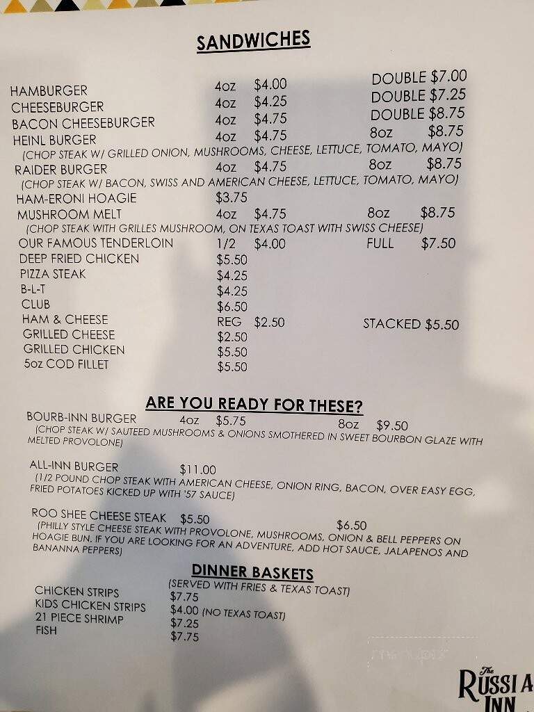 Russia Inn - Russia, OH menu_pic