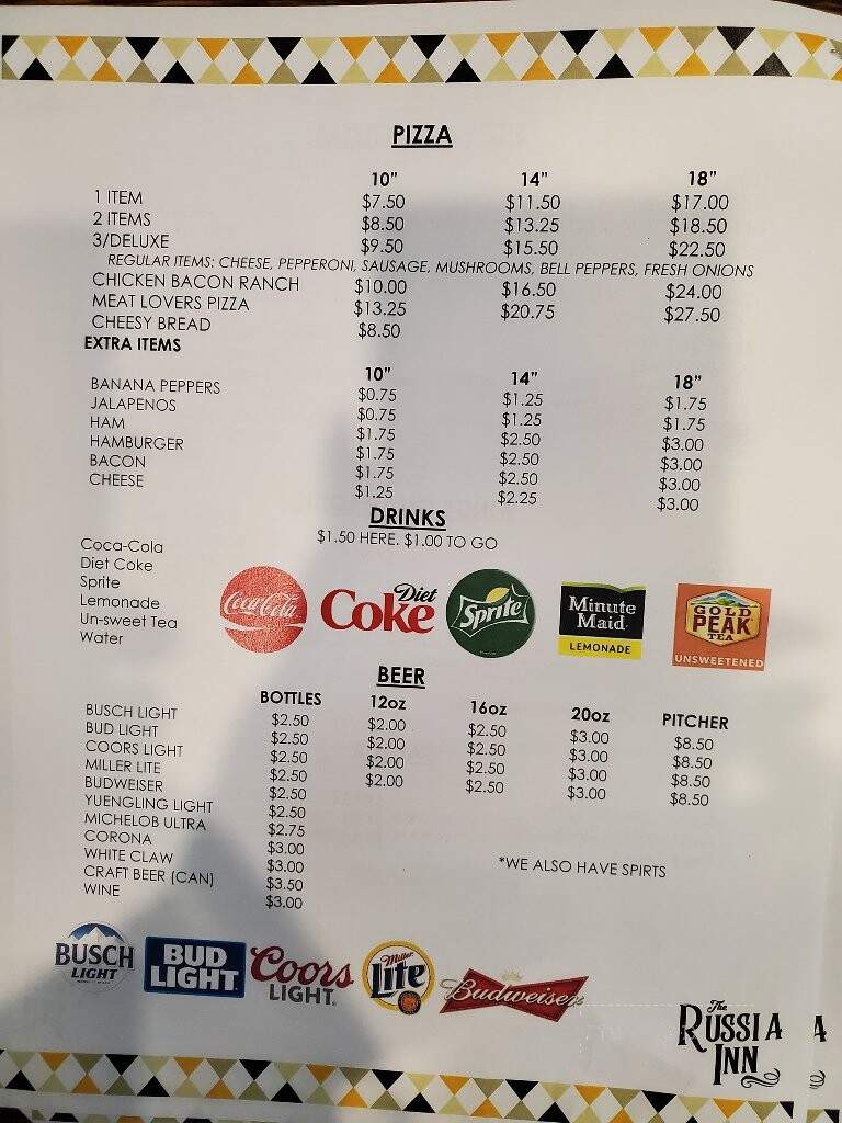Russia Inn - Russia, OH menu_pic