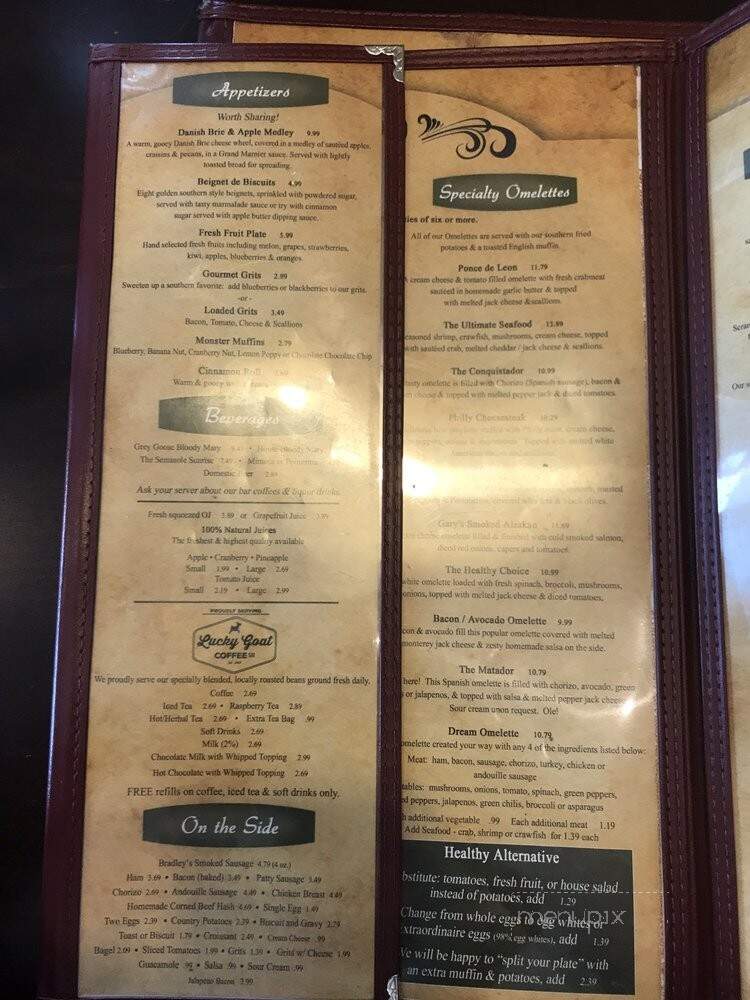 The Egg Cafe Eatery - Tallahassee, FL menu_pic