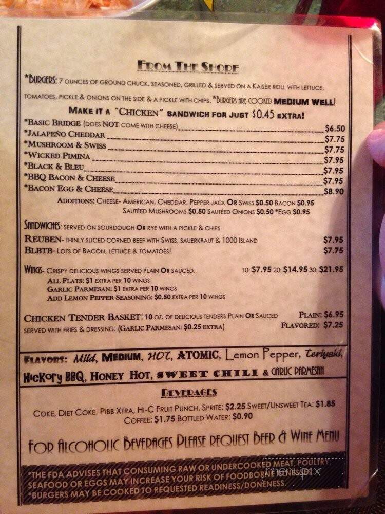 Bridge Grill and Oyster Bar - Stockbridge, GA menu_pic