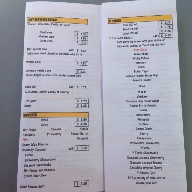 Screamers Ice Cream & Subs - Shabbona, IL menu_pic