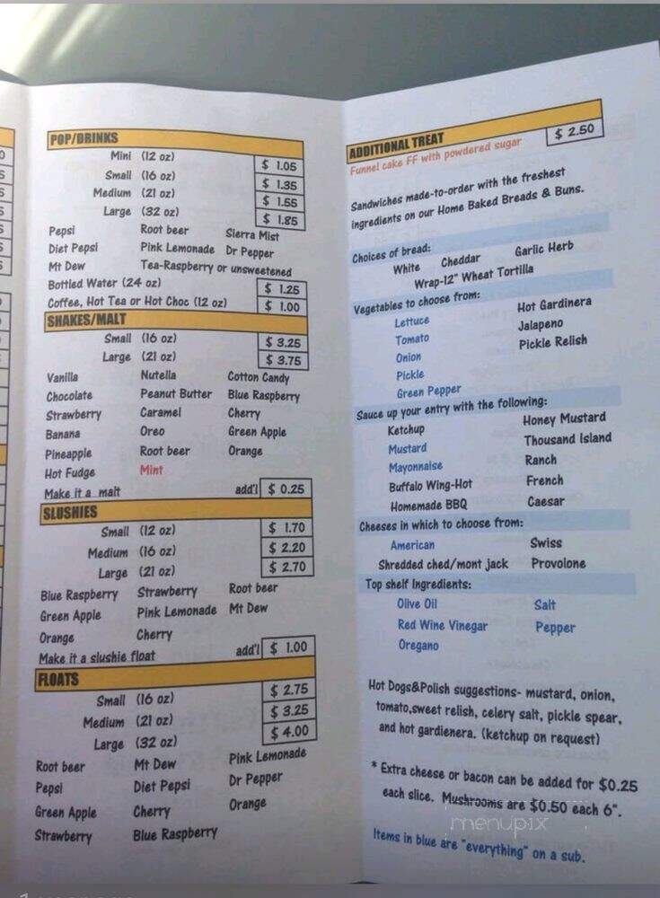 Screamers Ice Cream & Subs - Shabbona, IL menu_pic