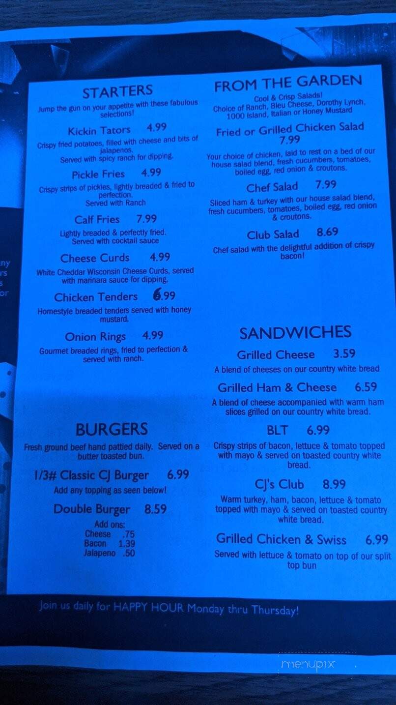 C J's Sport Bar & Grill - Kingman, KS menu_pic