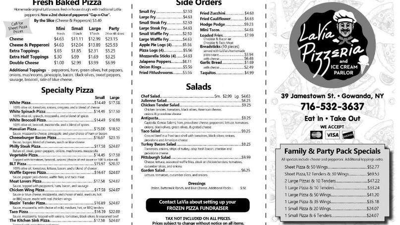 La Via Pizzeria Of Gowanda - Gowanda, NY menu_pic