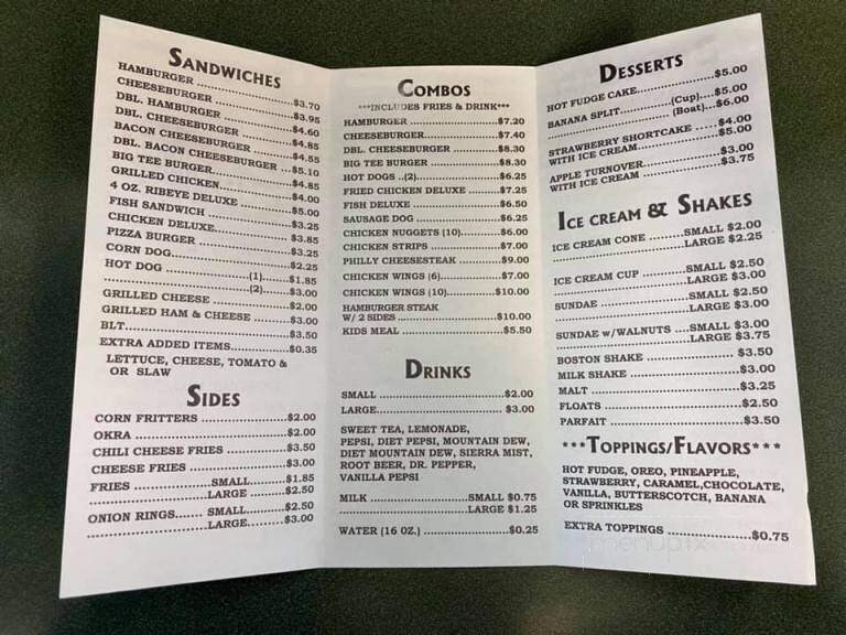 Tasty Shoppe - Goldsboro, NC menu_pic
