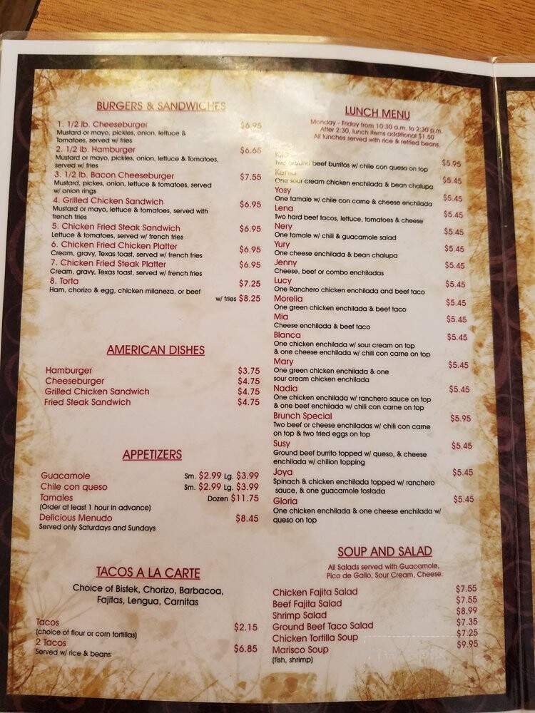 La Joya Mexican Cocina - Wylie, TX menu_pic