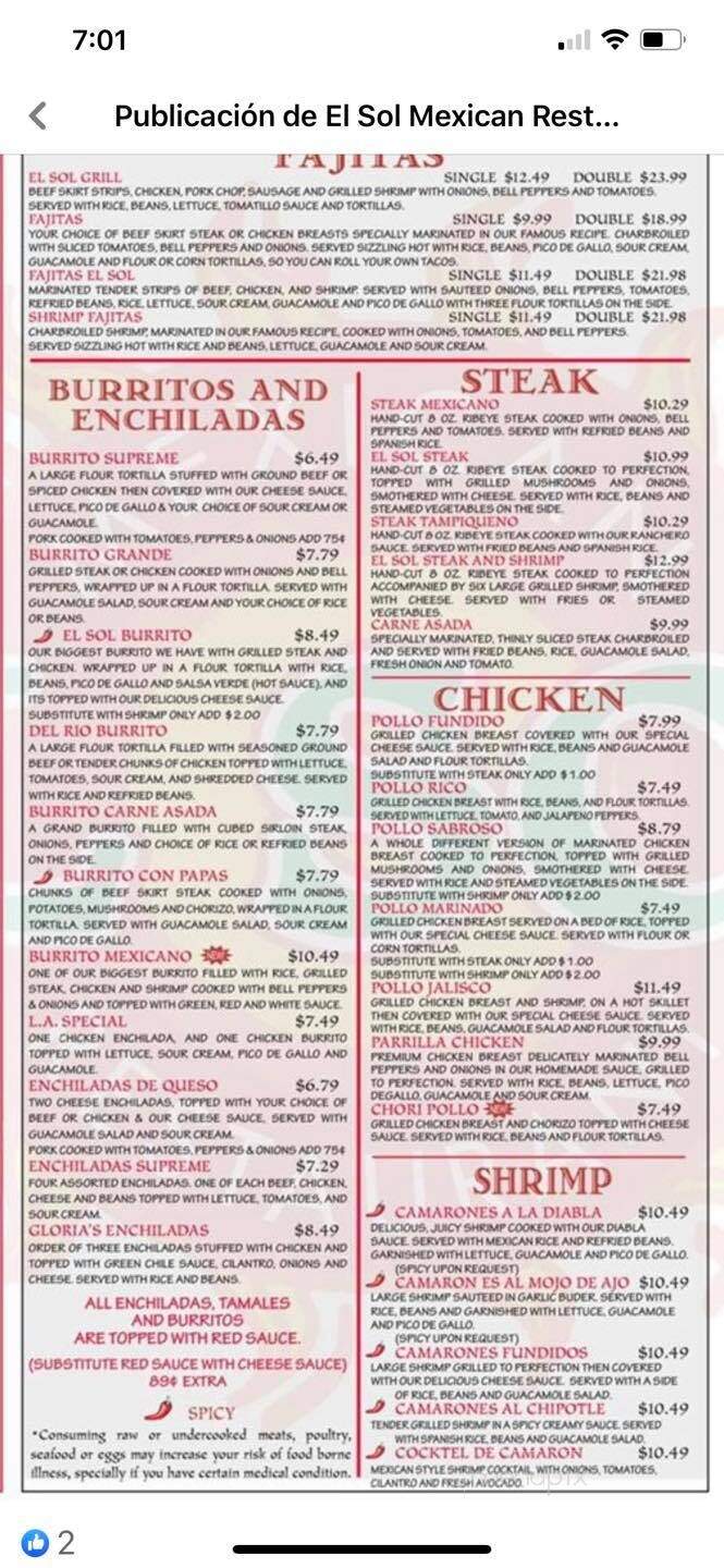 El Sol Mexican Restaurant - Pine Bluff, AR menu_pic