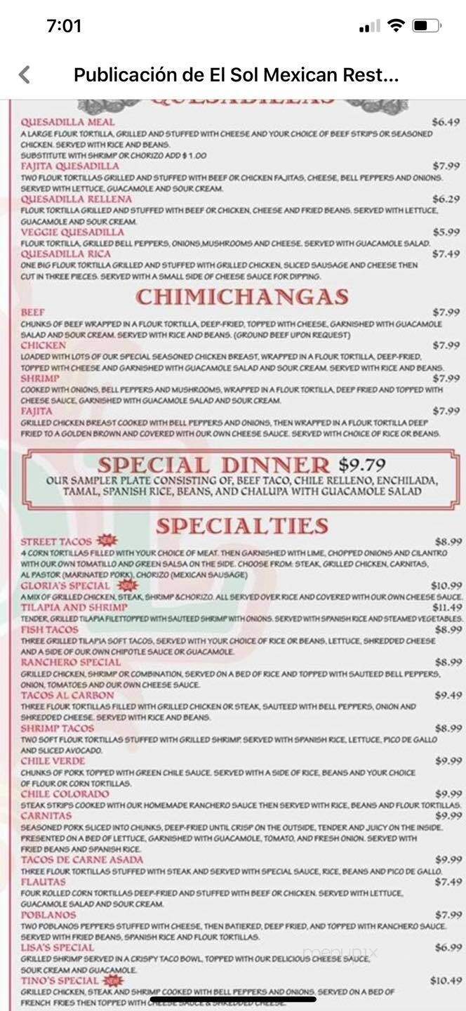 El Sol Mexican Restaurant - Pine Bluff, AR menu_pic