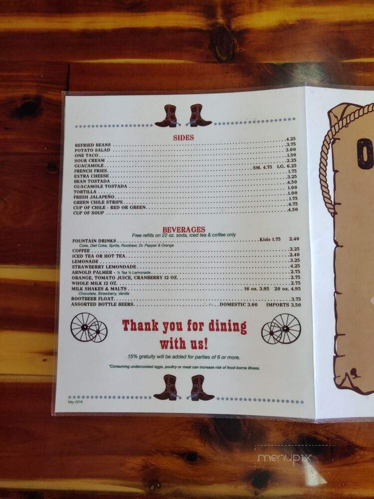 Old West Cafe - Fort Garland, CO menu_pic