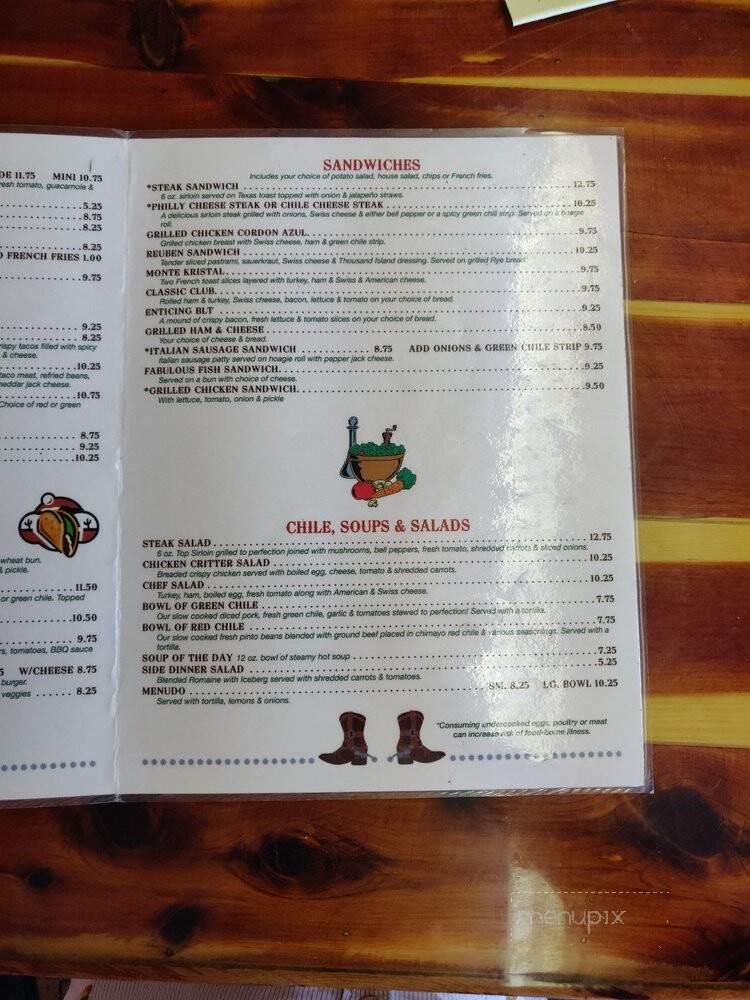 Old West Cafe - Fort Garland, CO menu_pic