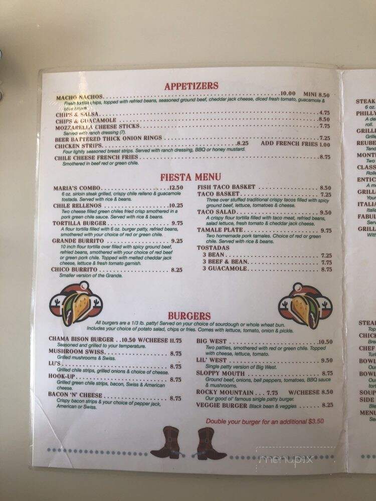 Old West Cafe - Fort Garland, CO menu_pic