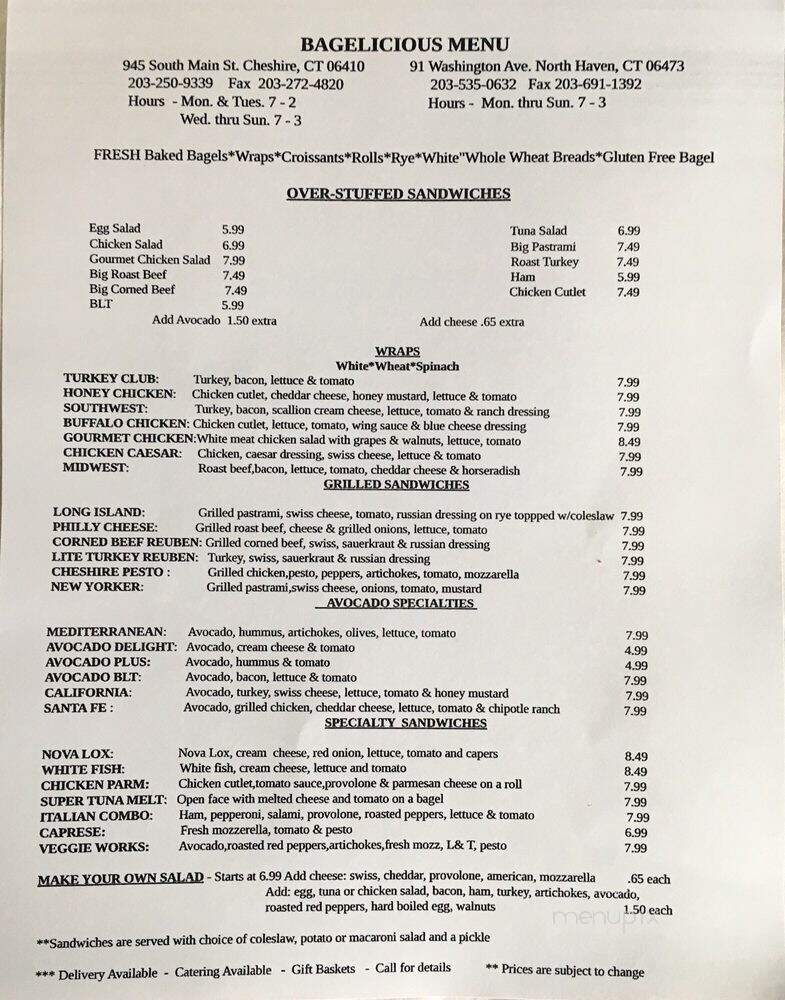 Bagelicious II - North Haven, CT menu_pic