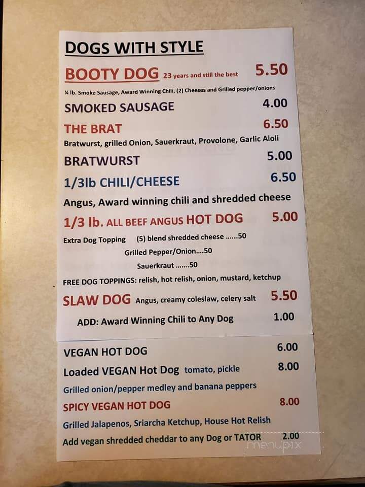 Get It On A Bun At Booty's - New Albany, IN menu_pic