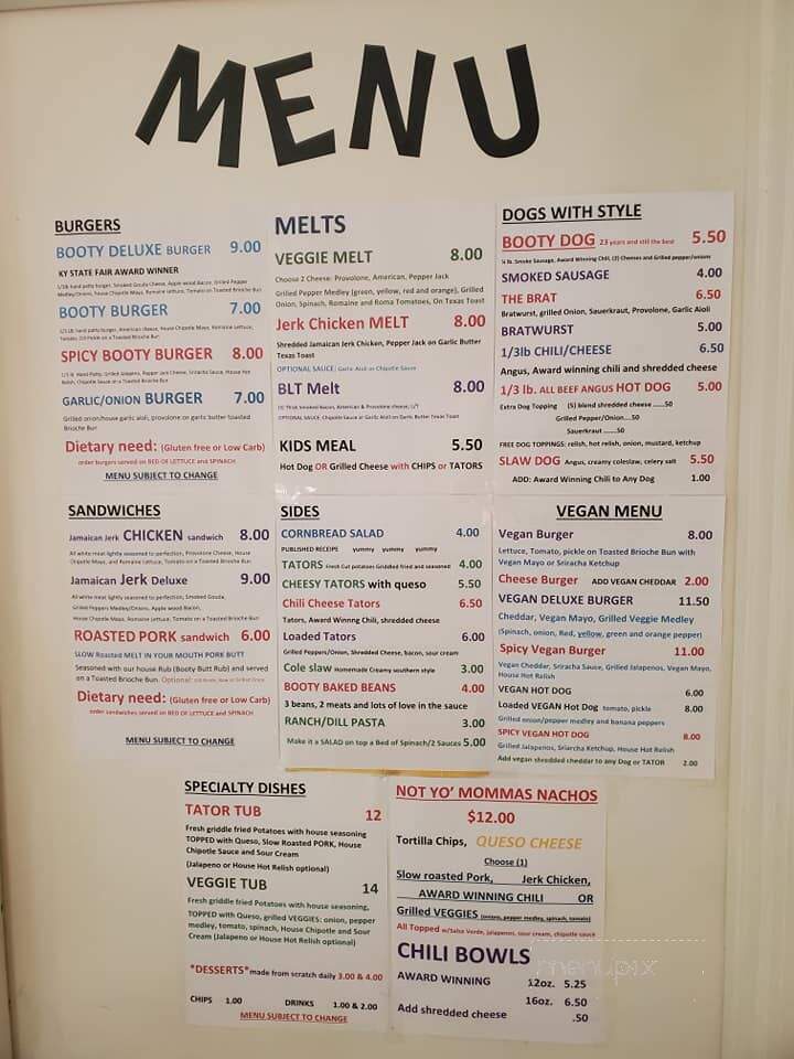 Get It On A Bun At Booty's - New Albany, IN menu_pic